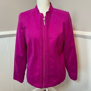 ALISON DALEY SIZE 8 FUCHSIA PINK MOLESKIN JACKET LIGHTWEIGHT BRAIDED TRIM